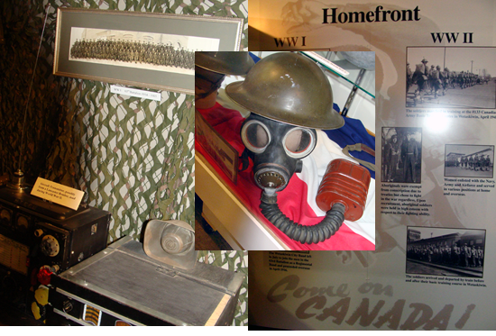 The War Years Remembered exhibit, demonstrating the use of the training centre in Wetaskiwin and the events of World Wars One and Two.